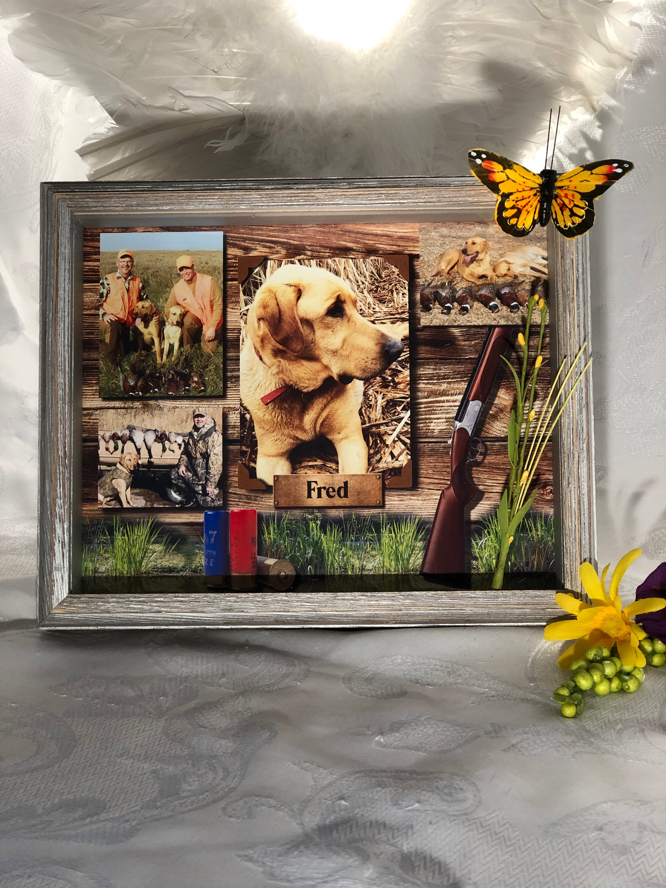 Hunting/Fishing shadow box Gray distressed Gift for Hunter Etsy