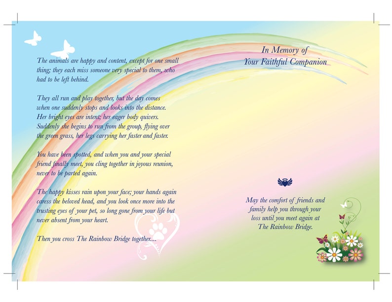 rainbow bridge card 5x7 digital download you print at etsy