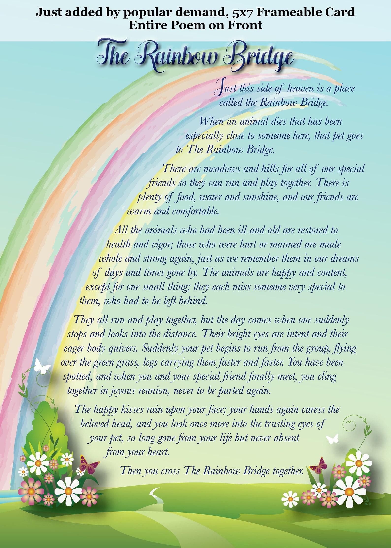 Rainbow Bridge CARDPersonalized and mailed Rainbow Bridge Etsy