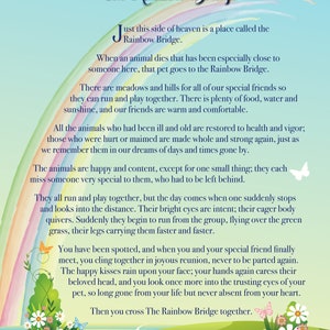 Rainbow Bridge Pet Loss Poem: Dog, Cat, Bird Sympathy Gift (Digital Download)