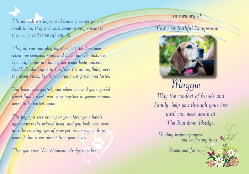 Rainbow Bridge 5x7 CARD I Personalize Add Photo &amp; Mail for - Etsy