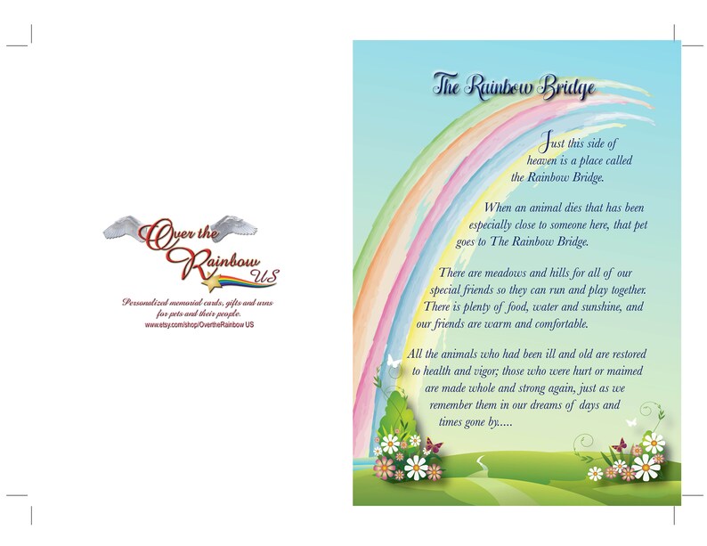 rainbow bridge card 5x7 digital download you print at etsy