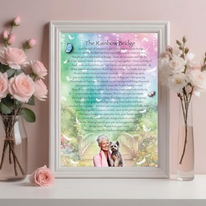 MADE TO ORDER 8x10 digital download Rainbow Bridge w/diamonds, Dog sympathy, Cat Sympathy gift, Pet loss