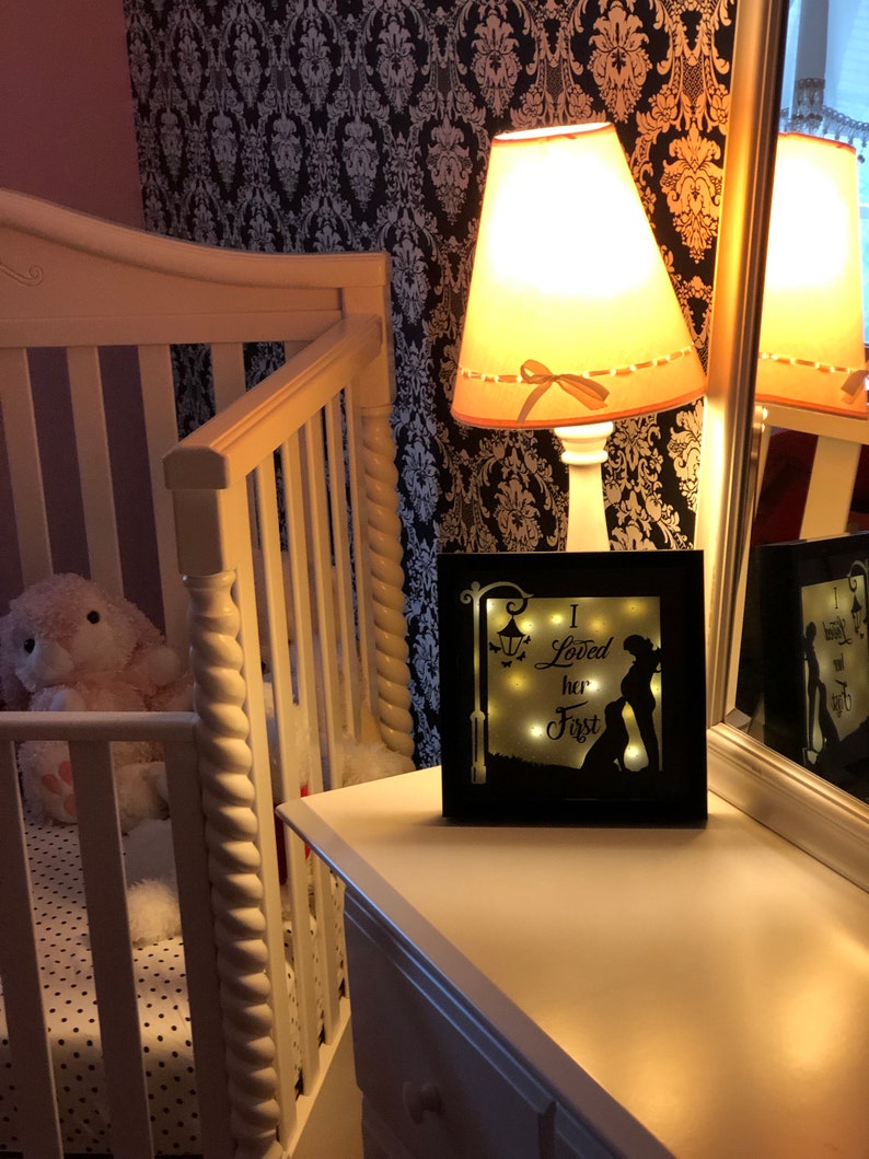 Gift for new mother Baby Shower gift Dog Lover Gift Lighted shadow box Pregnancy gift Lighted Shadow Box