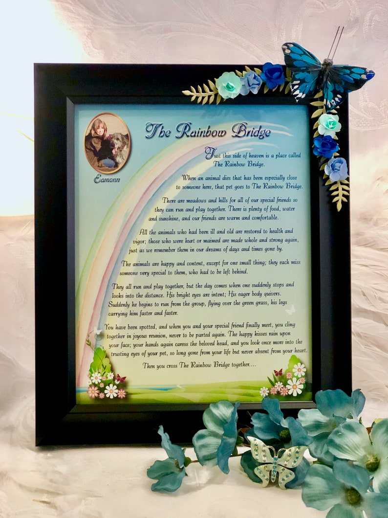 Download Art Collectibles Pet Portraits Pet Memorial Dog Lover Gift Cat Rainbow Bridge Poem Over The Rainbow Us Dog Framed Pet Portrait Pet Loss Framed Pet Sympathy Gift
