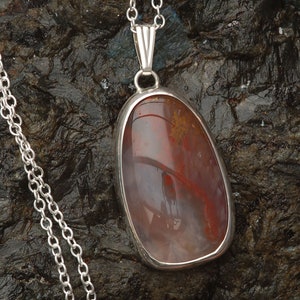 Rare Scottish Agate Sterling Silver pendant necklace from Burn Anne - Hallmarked - 18