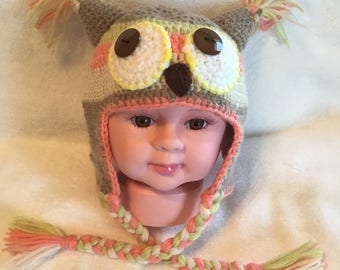 Gehäkelte Mütze Eule für Baby