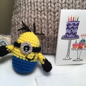 Crochet key chain Cute Minion amigurumi toy
