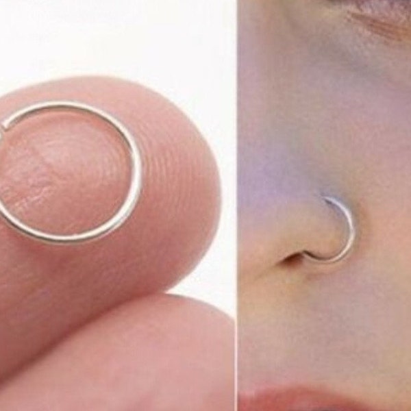 Surgical Stainless Steel Nose Hoop Ring Plain Silver Nose Piercing 8mm and 10mm 16 gauge 18 gauge 20 gauge 22 gauge