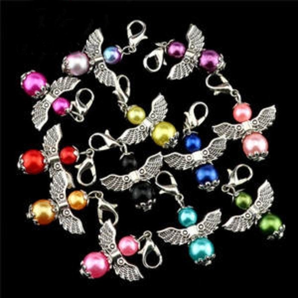 Clip-On Charms Guardian Angel Wing Charms for Bracelet Necklace Zipper Pull Keyring