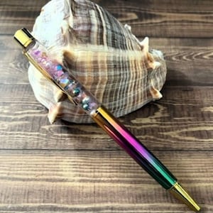 Mouse Ears Glitter Snow Globe Pen: Metal Barrel, Black Ink