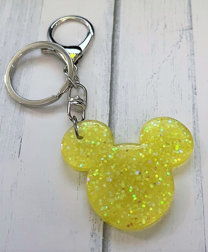 Mouse Ears Custom Glitter Keychain with Optional Bow – Resin Charm image 9