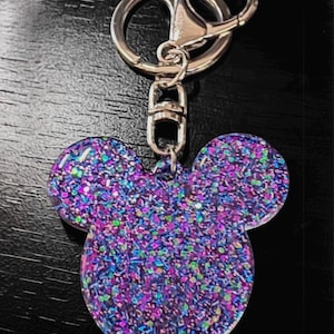 Mouse Ears Custom Glitter Keychain with Optional Bow – Resin Charm image 2