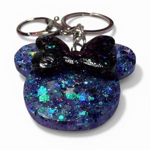 Mouse Ears Custom Glitter Keychain with Optional Bow – Resin Charm image 10