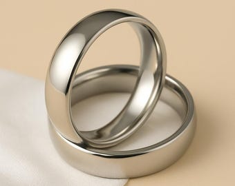 Polished Personalized Stainless Steel Comfort Fit Wedding Band With Hand Engraving