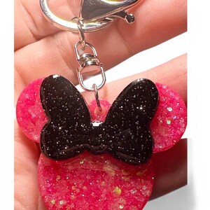 Mouse Ears Custom Glitter Keychain with Optional Bow – Resin Charm image 5