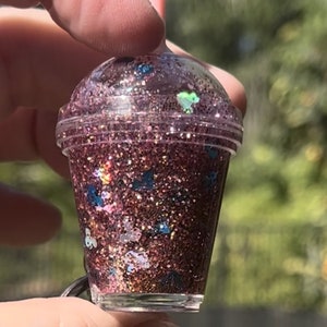 Mouse Ears Glitter Shaker Keychain Clip on Mini Snow Globe Purse or Backpack Charm