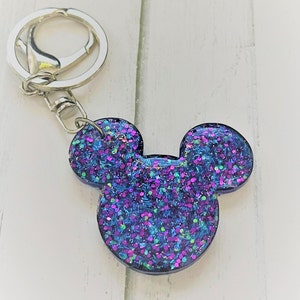 Mouse Ears Custom Keychain Handmade Glitter Acrylic Resin Clip On Purse Backpack Charm