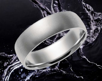 Stainless Steel Plain Ring Brushed Matte Finish Comfort Fit Wedding Band Hypoallergenic Engravable Stackable Unisex 4mm 6mm 8mm Size 5-13