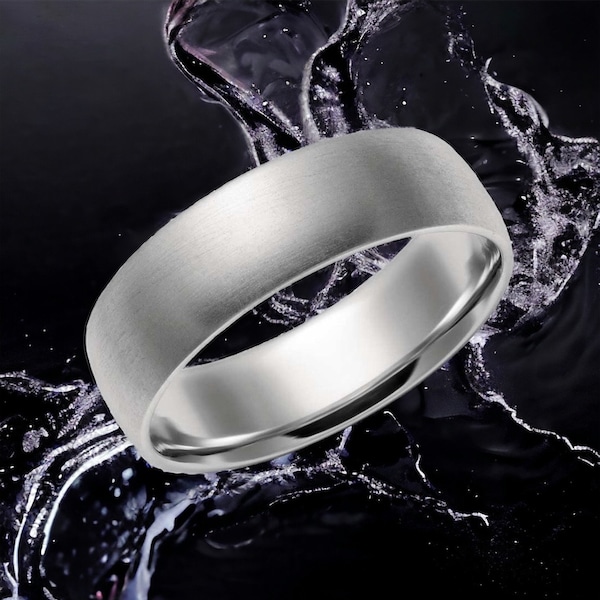 Stainless Steel Plain Ring Brushed Matte Finish Comfort Fit Wedding Band Hypoallergenic Engravable Stackable Unisex 4mm 6mm 8mm Size 5-13