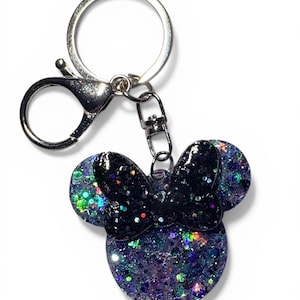 Mouse Ears Custom Glitter Keychain with Optional Bow – Resin Charm image 7