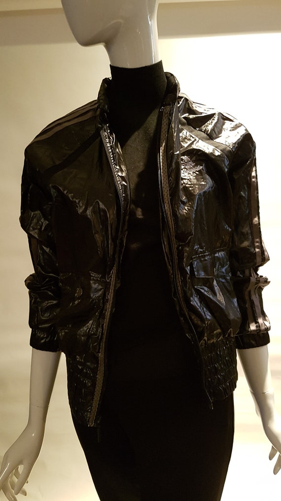black leather adidas jacket