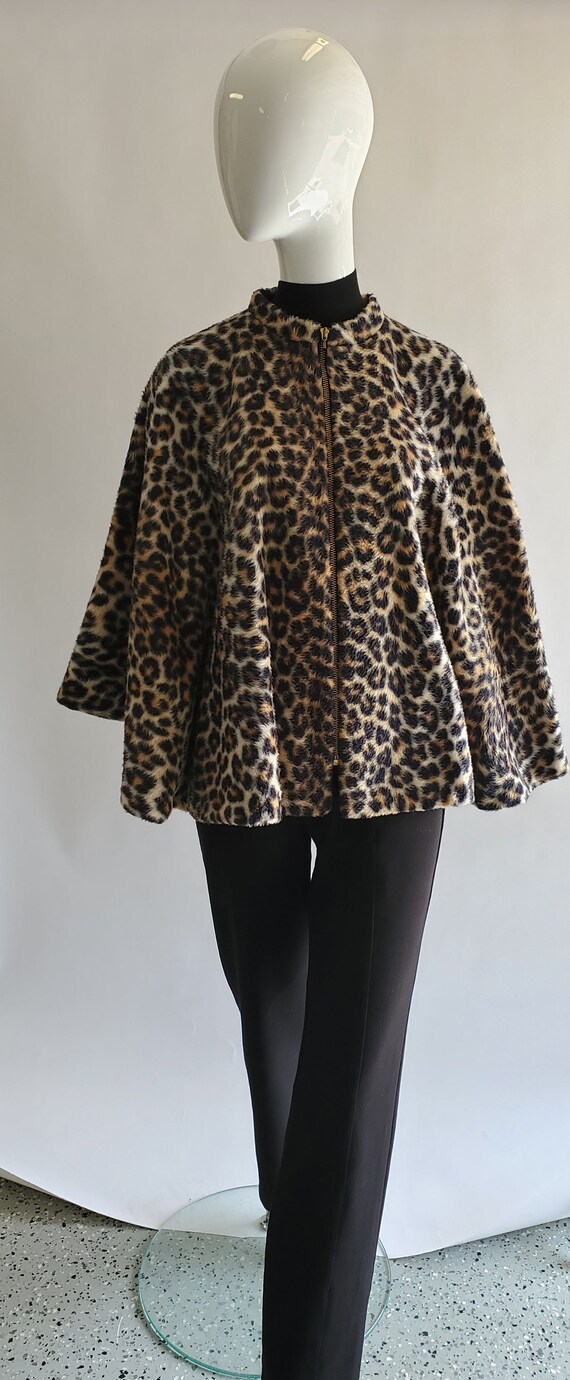 Leopard Print Faux Fur Cape