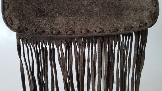 Boho cross body genuine suede bag with fringe - image 4