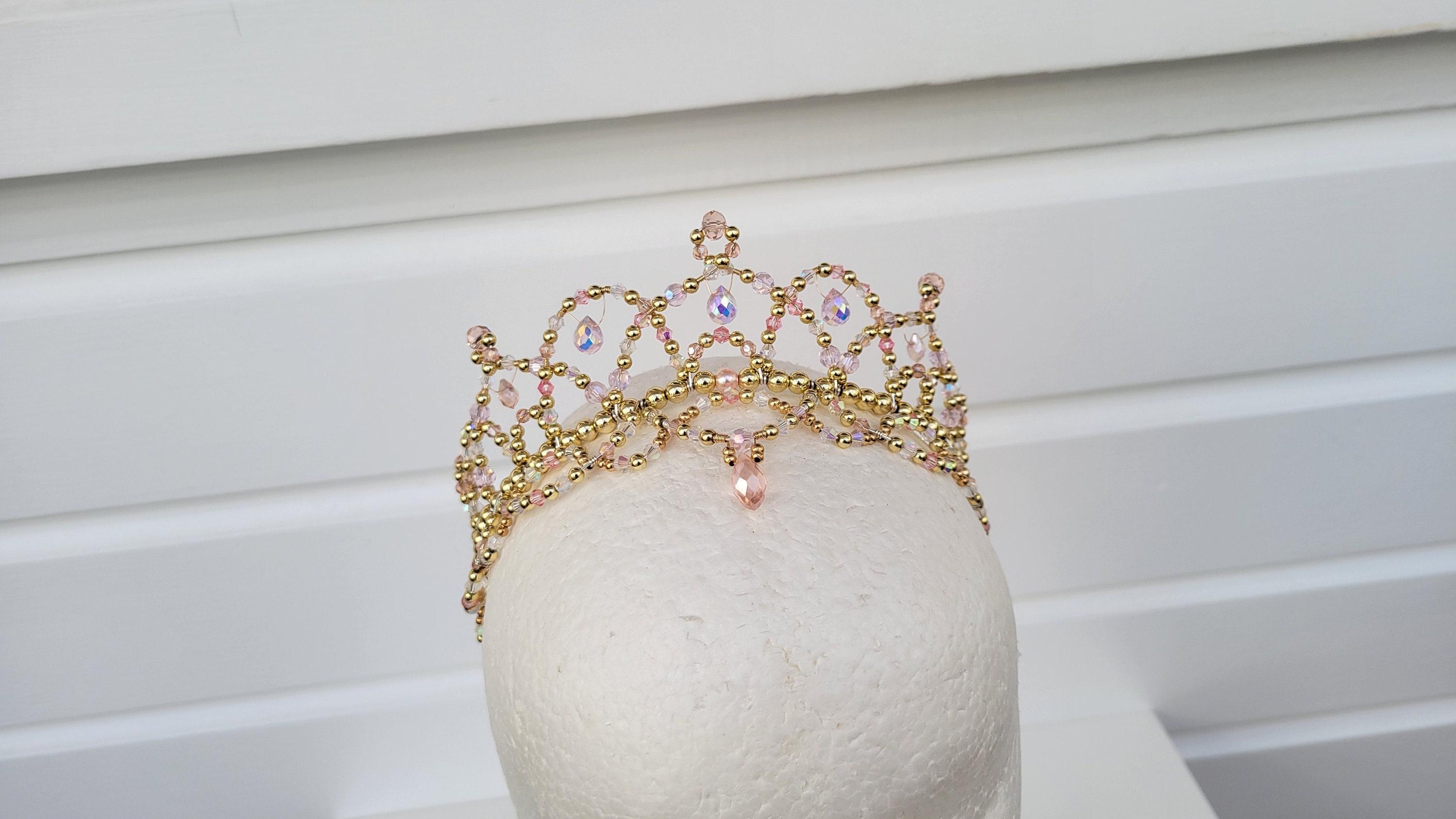 Handmade Ballet Headpiece Talisman Tiara Handmade Ballet Tiara: Silver & Pink Crystal Bead Headpiece  main image 4