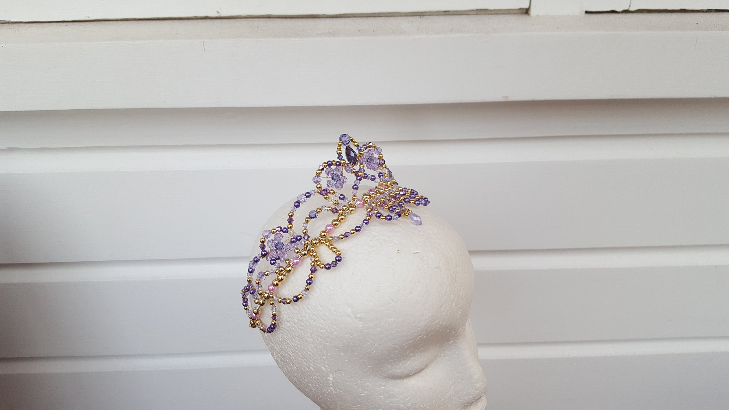 Purple Beaded Hair Crown ballet headpiece Hand Beaded Purple Ballet Tiara / Crown / Headpiece  main image 4