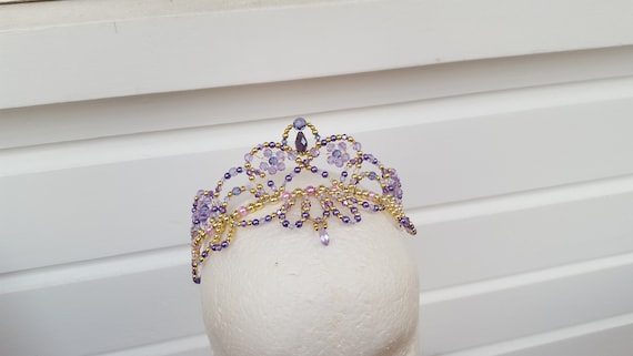 Purple Beaded Hair Crown ballet headpiece Regal purple and lilac ballet tiara main image 4