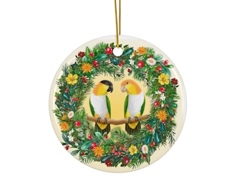 Caique Parrot Love Christmas Holiday Ceramic Ornament