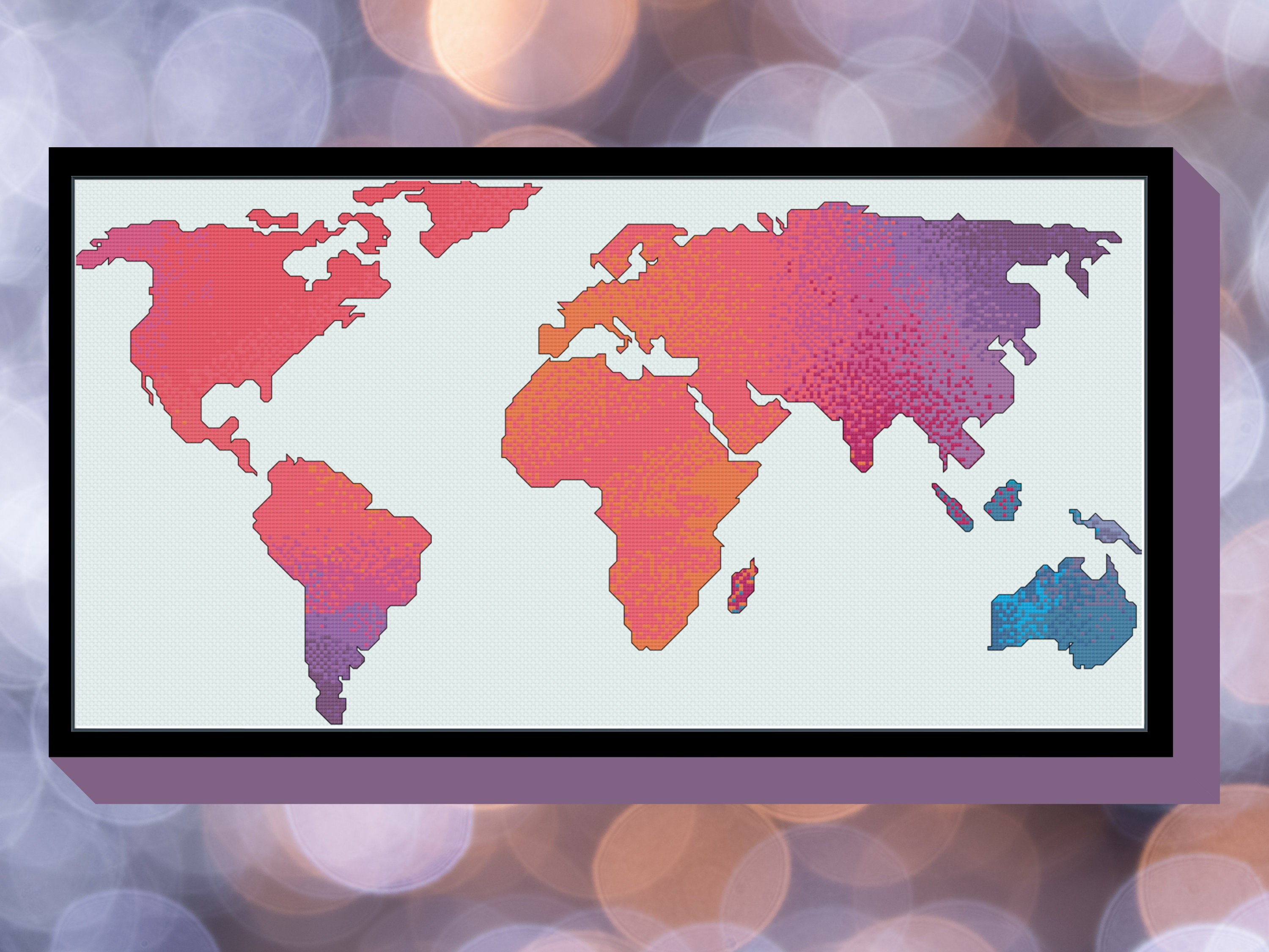 world map cross stitch pattern etsy