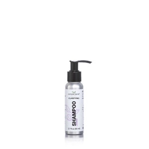 May include: A silver bottle of clarifying lavender shampoo from a simple planet. The bottle is 2.7 fl oz (80 ml).