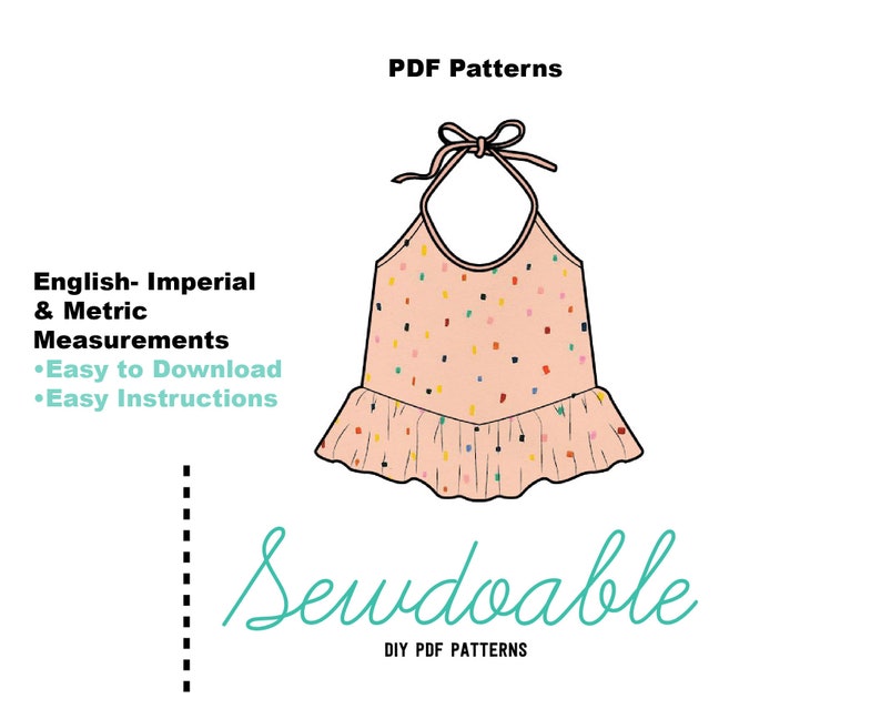 Girls Halter Top PDF Sewing Pattern/ Halter Tie Top PDF Etsy