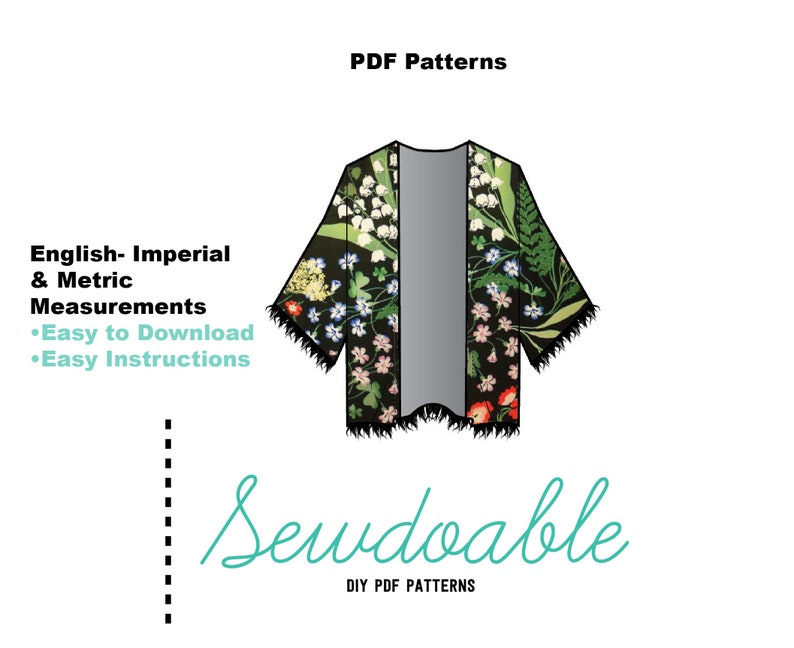 Kimono Swimsuit Coverup Pdf Sewing Pattern Kimono Sewing Pattern