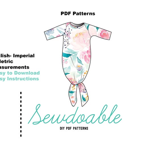 Baby Sewing Pattern. Newborn Gown. PDF Pattern Easy With Lots - Etsy