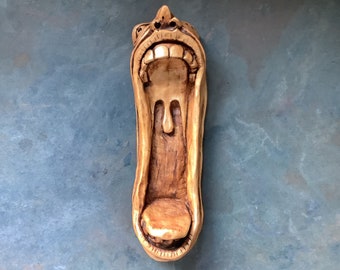 Hand crafted gaping gob inscence holder or ashtray