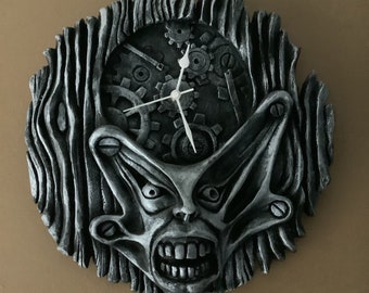 Large wall hanging gaping gob clock