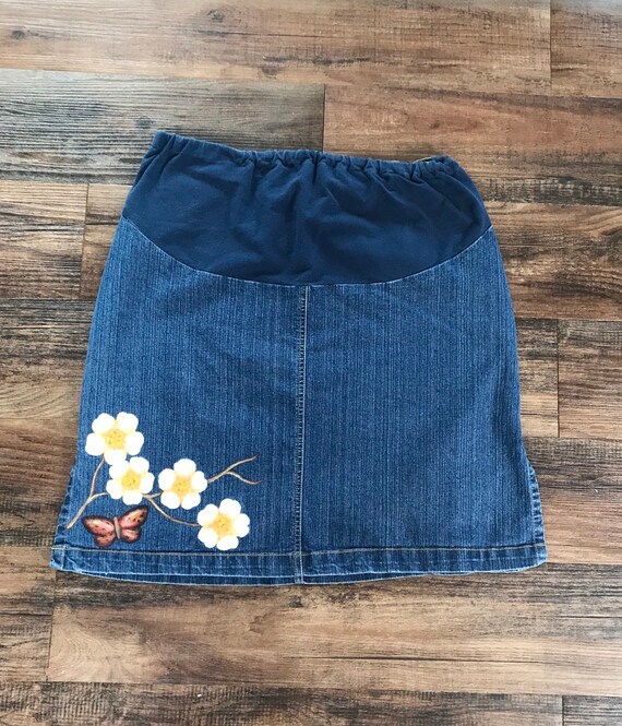 flower denim skirt