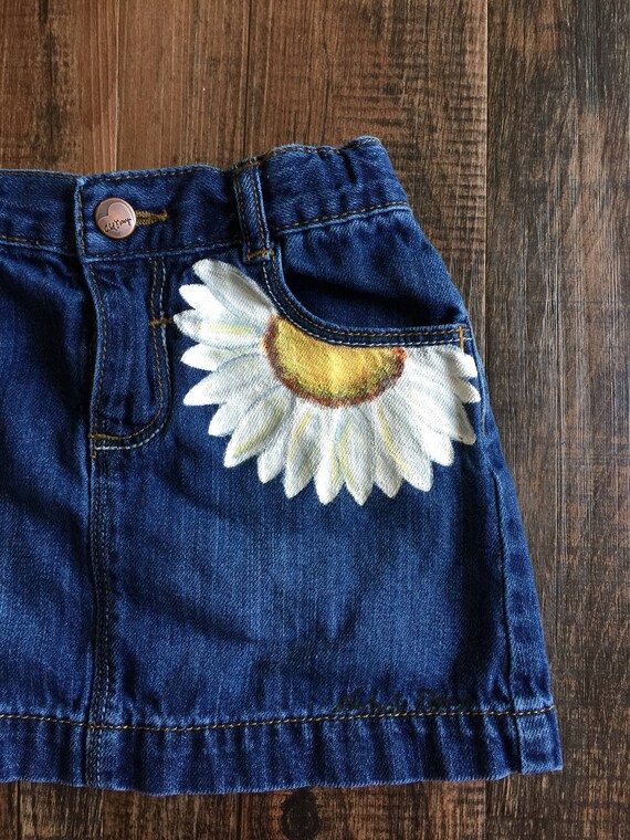 painted denim skirt