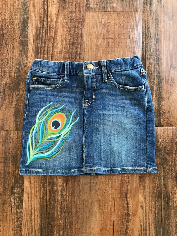 painted denim skirt