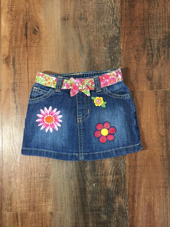 painted denim skirt