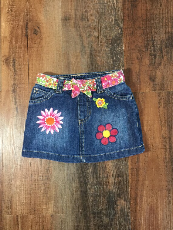 flower denim skirt