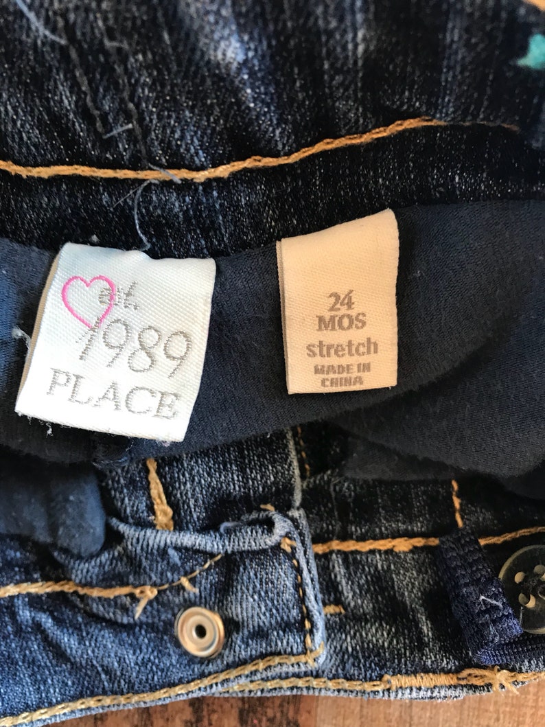 Children/'s Place Sunflower Skirt Denim Skort 24 Mos Hand Painted Clothing Painted Denim