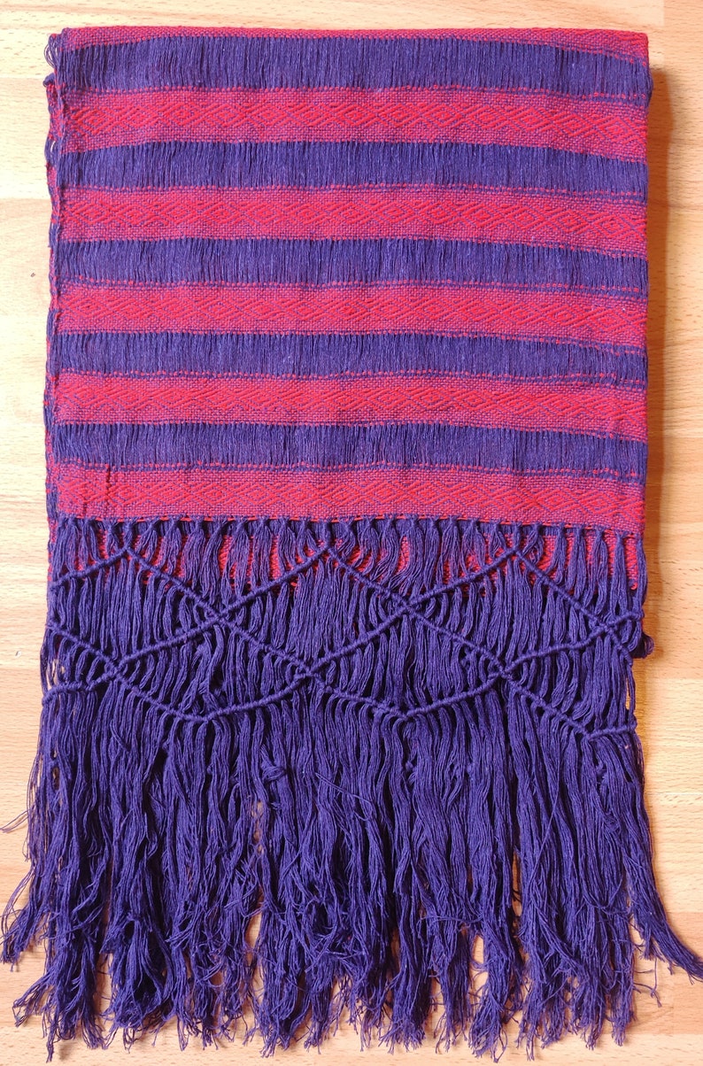 Rebozo Mexicano, authentischer mexikanischer Rebozo, handgefertigter Schal, Schal, 2 m, Doula, Hebamme, Schließen der Knochen, Geburt, Schwangerschaft, Postpartum Purple-Red