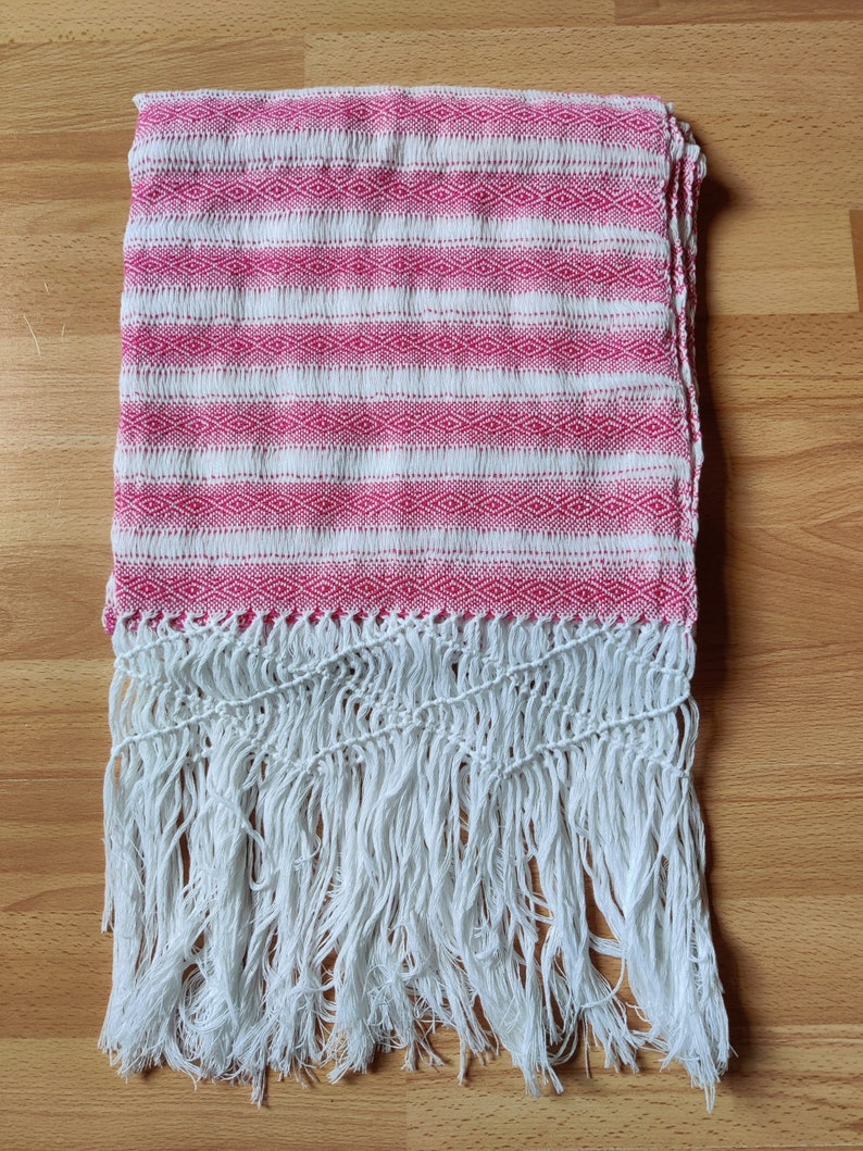 Rebozo Mexicano, authentischer mexikanischer Rebozo, handgefertigter Schal, Schal, 2 m, Doula, Hebamme, Schließen der Knochen, Geburt, Schwangerschaft, Postpartum Ivory-Pink