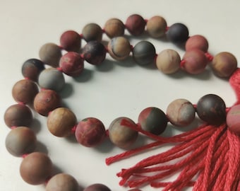 36 perline 8 mm Picasso marmo diaspro satinato opaco meditazione Mala perline da meditazione gioielli yoga