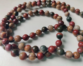 108 perline 6 mm Picasso marmo Jasper Meditazione Mala Meditazione Perline Gioielli Yoga