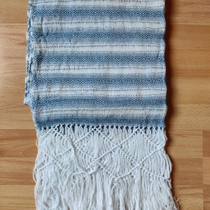 Rebozo Mexicano, authentischer mexikanischer Rebozo, handgefertigter Schal, Schal, 2 m, Doula, Hebamme, Schließen der Knochen, Geburt, Schwangerschaft, Postpartum Ivory-Teal